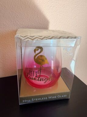 Let's Flamingle Pink Ombre Stemless Wine Glass